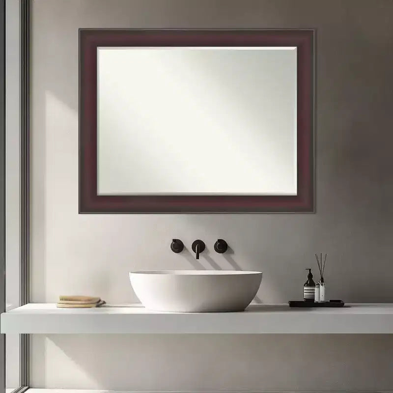 Miroir Mural de Salle de Bain Encadré Amanti Art Grand à Biseau Étroit d'un Demi-Pouce