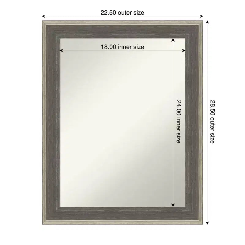 Miroir mural de salle de bain encadré en bois Amanti Art Cottage sans biseau