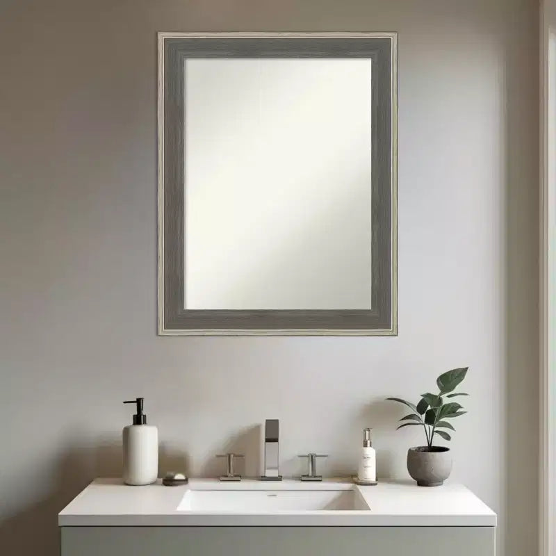 Miroir mural de salle de bain encadré en bois Amanti Art Cottage sans biseau
