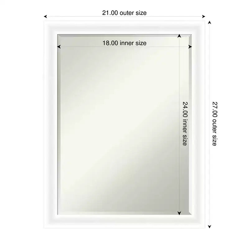 Miroir mural de salle de bain Amanti Art Oliver, cadre en bois biseauté étroit d'un demi-pouce