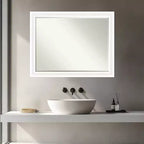 Miroir mural de salle de bain Amanti Art Oliver, cadre en bois biseauté étroit d'un demi-pouce
