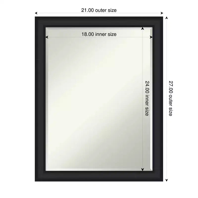 Miroir mural de salle de bain Amanti Art Oliver, cadre en bois biseauté étroit d'un demi-pouce