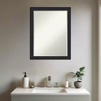 Miroir mural de salle de bain Amanti Art Oliver, cadre en bois biseauté étroit d'un demi-pouce