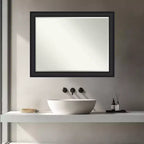 Miroir mural de salle de bain Amanti Art Oliver, cadre en bois biseauté étroit d'un demi-pouce