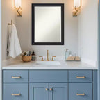 Miroir mural de salle de bain Amanti Art Oliver, cadre en bois biseauté étroit d'un demi-pouce