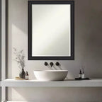Miroir mural de salle de bain Amanti Art Oliver, cadre en bois biseauté étroit d'un demi-pouce