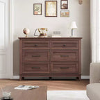 Commode double à 6 tiroirs pour chambre à coucher, Meuble traditionnel, Grande commode de rangement