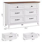 Commode double à 6 tiroirs pour chambre à coucher, Meuble traditionnel, Grande commode de rangement