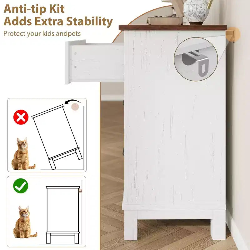 Commode double à 6 tiroirs pour chambre à coucher, Meuble traditionnel, Grande commode de rangement