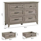 Commode double à 6 tiroirs pour chambre à coucher, Meuble traditionnel, Grande commode de rangement