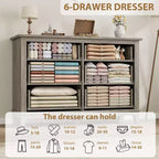 Commode double à 6 tiroirs pour chambre à coucher, Meuble traditionnel, Grande commode de rangement