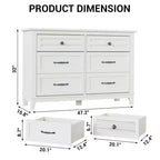 Commode double à 6 tiroirs pour chambre à coucher, Meuble traditionnel, Grande commode de rangement