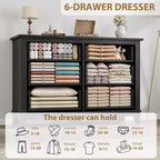 Commode double à 6 tiroirs pour chambre à coucher, Meuble traditionnel, Grande commode de rangement