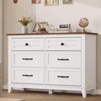 Commode double à 6 tiroirs pour chambre à coucher, Meuble traditionnel, Grande commode de rangement