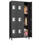 9-Door Metal Lockers, Employee Metal Lockers, 72 High Steel Lockers for Home, Office, Gym, School, Assembly Required, Black