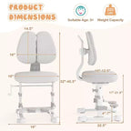 Chaise d'étude pour enfants Costway avec double dossier réglable, repose-pieds, hauteur et profondeur d'assise réglables Gris/Bleu/Rose