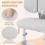 Chaise d'étude pour enfants Costway avec double dossier réglable, repose-pieds, hauteur et profondeur d'assise réglables Gris/Bleu/Rose