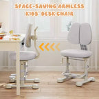 Chaise d'étude pour enfants Costway avec double dossier réglable, repose-pieds, hauteur et profondeur d'assise réglables Gris/Bleu/Rose
