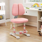Chaise d'étude pour enfants Costway avec double dossier réglable, repose-pieds, hauteur et profondeur d'assise réglables Gris/Bleu/Rose