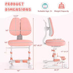 Chaise d'étude pour enfants Costway avec double dossier réglable, repose-pieds, hauteur et profondeur d'assise réglables Gris/Bleu/Rose