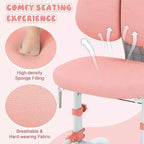 Chaise d'étude pour enfants Costway avec double dossier réglable, repose-pieds, hauteur et profondeur d'assise réglables Gris/Bleu/Rose