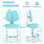 Chaise d'étude pour enfants Costway avec double dossier réglable, repose-pieds, hauteur et profondeur d'assise réglables Gris/Bleu/Rose