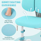 Chaise d'étude pour enfants Costway avec double dossier réglable, repose-pieds, hauteur et profondeur d'assise réglables Gris/Bleu/Rose