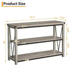 47 Table console d'entrée C, Table de canapé étroite à 3 niveaux avec étagères de rangement (Gris, pour salon/couloir/cuisine)