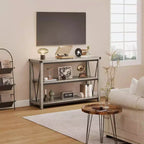 47 Table console d'entrée C, Table de canapé étroite à 3 niveaux avec étagères de rangement (Gris, pour salon/couloir/cuisine)