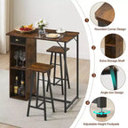 Table et chaises hautes de bar, ensemble de 2 petites tables hautes de cuisine pour 2 personnes, 3 grandes étagères de rangement peu encombrantes pour dîner, pub, petit-déjeuner, brunch