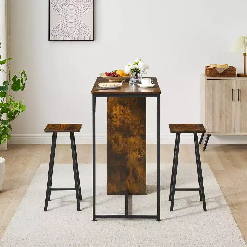 Table et chaises hautes de bar, ensemble de 2 petites tables hautes de cuisine pour 2 personnes, 3 grandes étagères de rangement peu encombrantes pour dîner, pub, petit-déjeuner, brunch