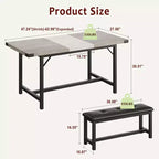 63 Ensemble de table à manger pour 4-8 personnes, grand ensemble de table de cuisine extensible avec 2 bancs rembourrés pour 6 personnes, ensemble de table à manger rectangulaire 3 pièces pour 4 personnes