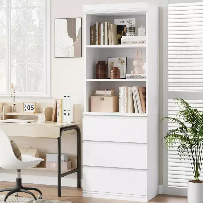 Étagère de 70 pouces avec tiroirs, grande bibliothèque de style rustique, bibliothèques profondes en bois, meuble de rangement pour le salon, le bureau, la cuisine.