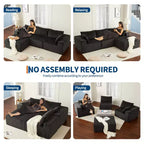 Canapé en velours côtelé, canapé modulaire sectionnel avec assise profonde, canapé confortable en mousse à mémoire de forme pour salon et chambre à coucher
