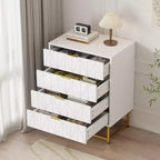 Commode à 4 tiroirs pour chambre à coucher, commode moderne en bois avec pieds en métal pour chambre à coucher, couloir et salon