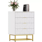 Commode à 4 tiroirs pour chambre à coucher, commode moderne en bois avec pieds en métal pour chambre à coucher, couloir et salon