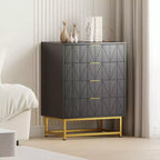 Commode à 4 tiroirs pour chambre à coucher, commode moderne en bois avec pieds en métal pour chambre à coucher, couloir et salon