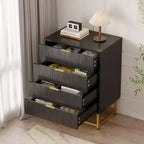 Commode à 4 tiroirs pour chambre à coucher, commode moderne en bois avec pieds en métal pour chambre à coucher, couloir et salon