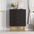 4 Drawer Dresser for Bedroom, Modern Wooden Dresser Chest with Metal Legs for Bedroom, Hallway and Living Room