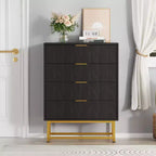 4 Drawer Dresser for Bedroom, Modern Wooden Dresser Chest with Metal Legs for Bedroom, Hallway and Living Room