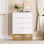 Commode à 4 tiroirs pour chambre à coucher, commode moderne en bois avec pieds en métal pour chambre à coucher, couloir et salon