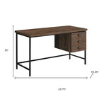 Bureau d'ordinateur 24 marron et noir avec trois tiroirs