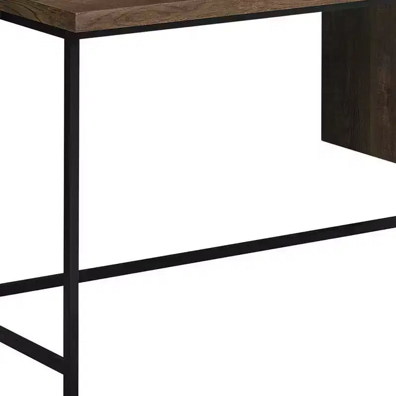 Bureau d'ordinateur 24 marron et noir avec trois tiroirs