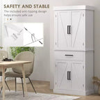 Meuble haut de cuisine de 183 cm, Armoire de rangement de cuisine avec portes coulissantes, tiroir, 5 étagères et étagères réglables