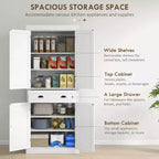 Armoire de cuisine de 72,5 po, Armoire de rangement pour garde-manger avec portes et étagères, Armoire de garde-manger sur pied en grain de bois