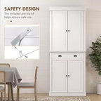 Armoire de cuisine de 72,5 po, Armoire de rangement pour garde-manger avec portes et étagères, Armoire de garde-manger sur pied en grain de bois