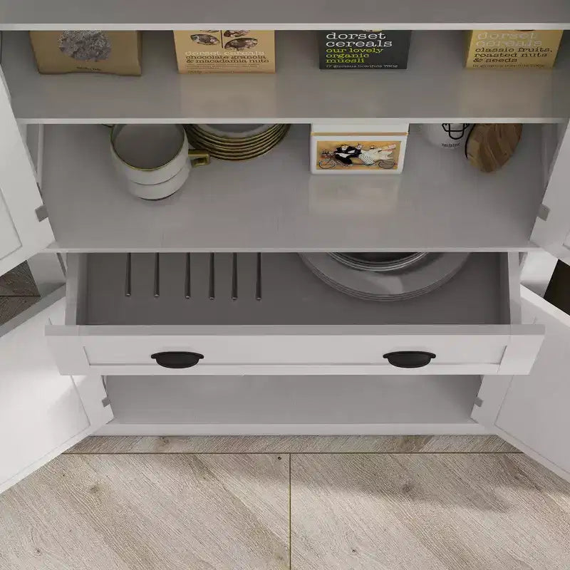 Armoire de cuisine de 72,5 po, Armoire de rangement pour garde-manger avec portes et étagères, Armoire de garde-manger sur pied en grain de bois