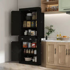 Armoire de cuisine de 72,5 po, Armoire de rangement pour garde-manger avec portes et étagères, Armoire de garde-manger sur pied en grain de bois