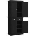 72.5 Kitchen Cabinet, Pantry Storage Cabinet with Doors and Shelves, Freestanding Food Pantry Cabinet Wood Grain