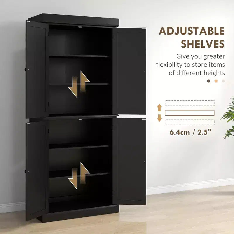 Meuble de cuisine de 72 po, armoire de rangement de garde-manger avec portes et étagères, meuble de rangement de garde-manger sur pied